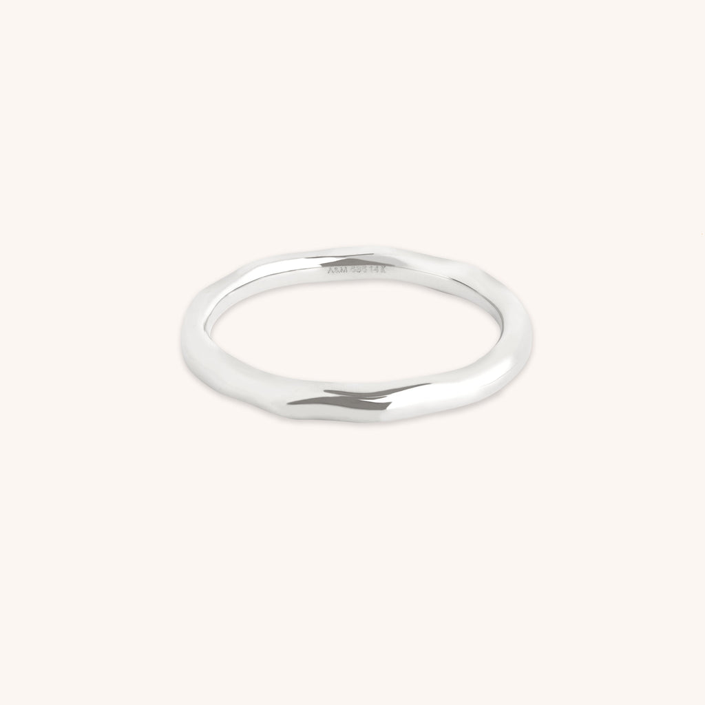 Molten Band Ring in Solid White Gold