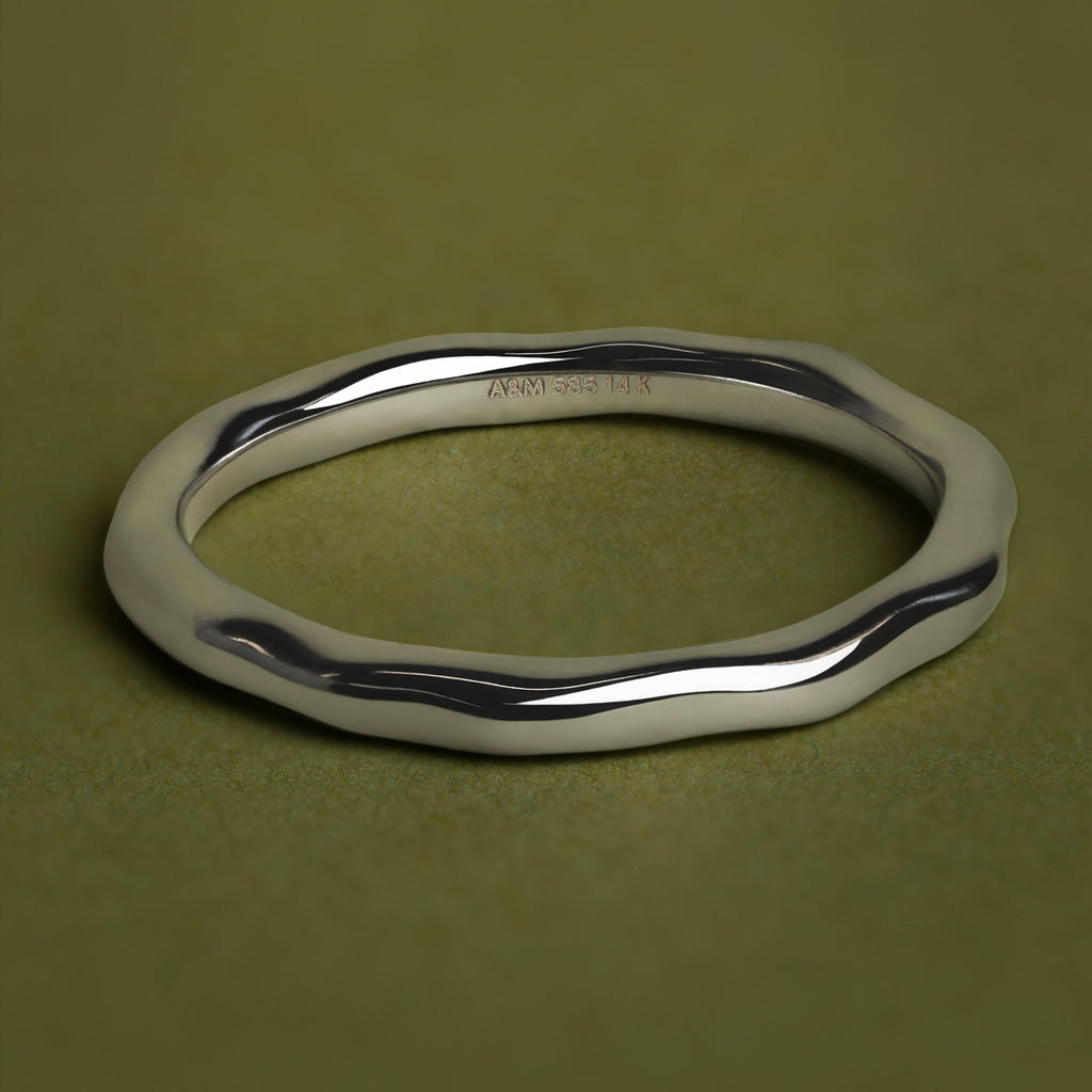 Molten Band Ring in Solid White Gold