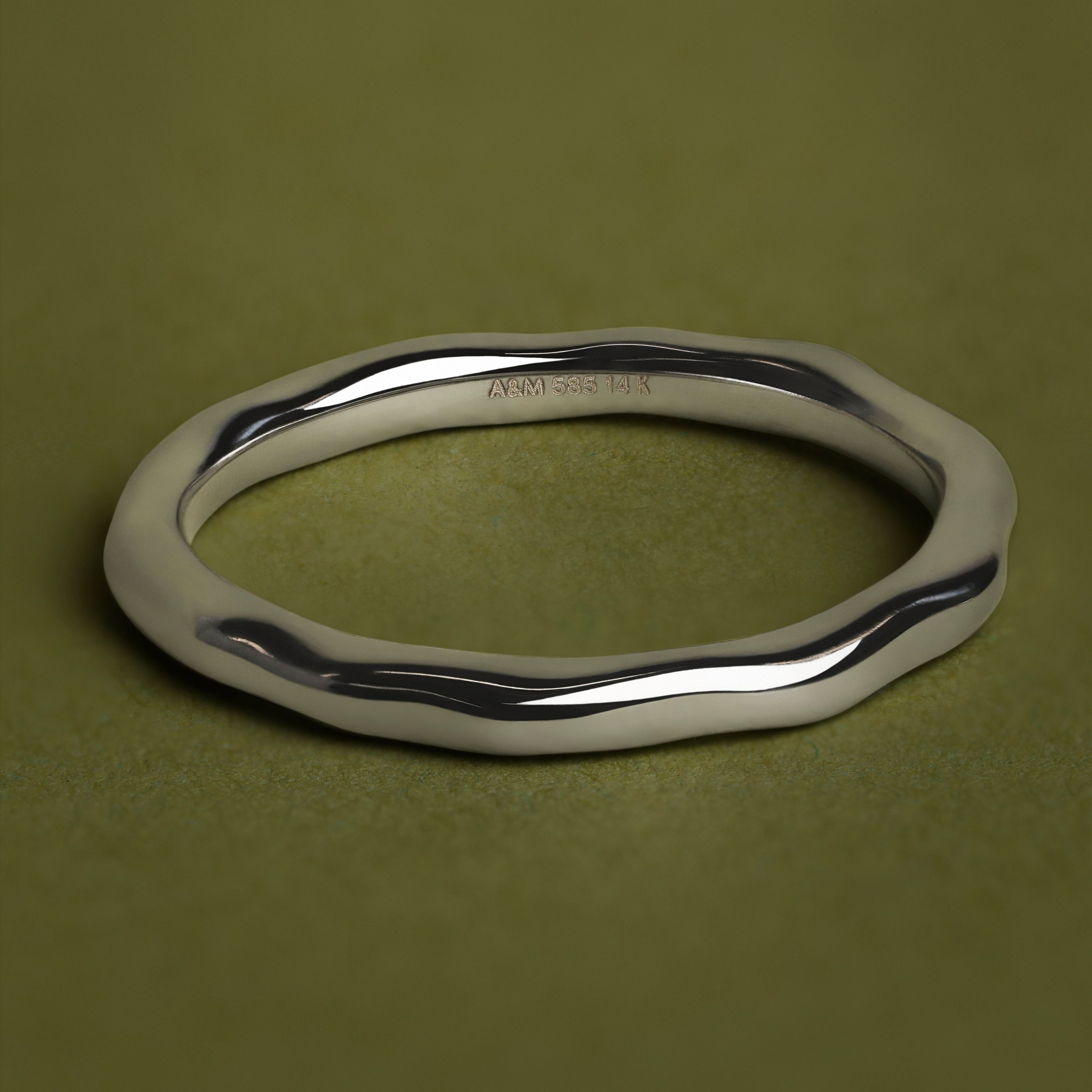 Molten Band Ring in Solid White Gold