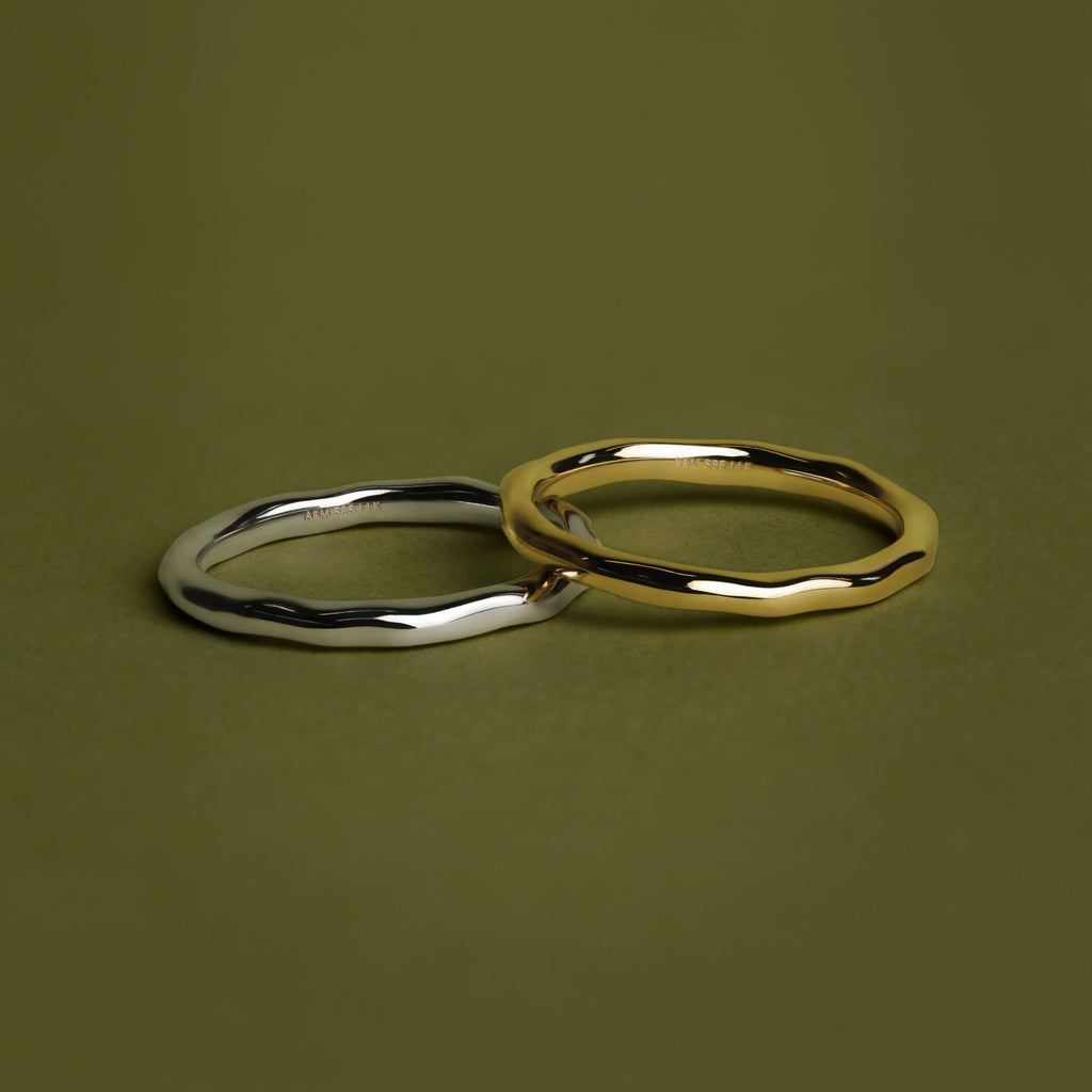 Molten Band Ring in Solid White Gold