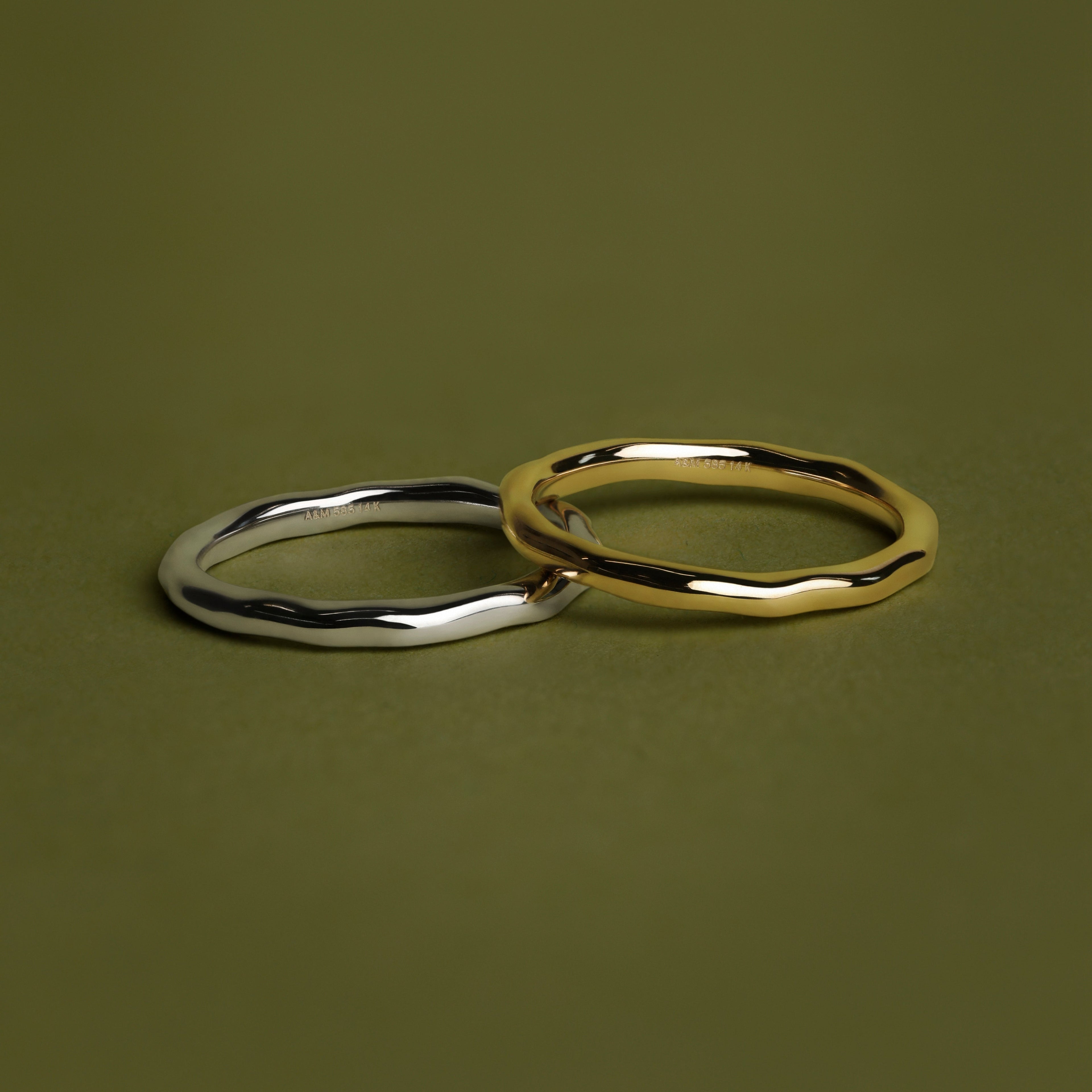 Molten Band Ring in Solid White Gold