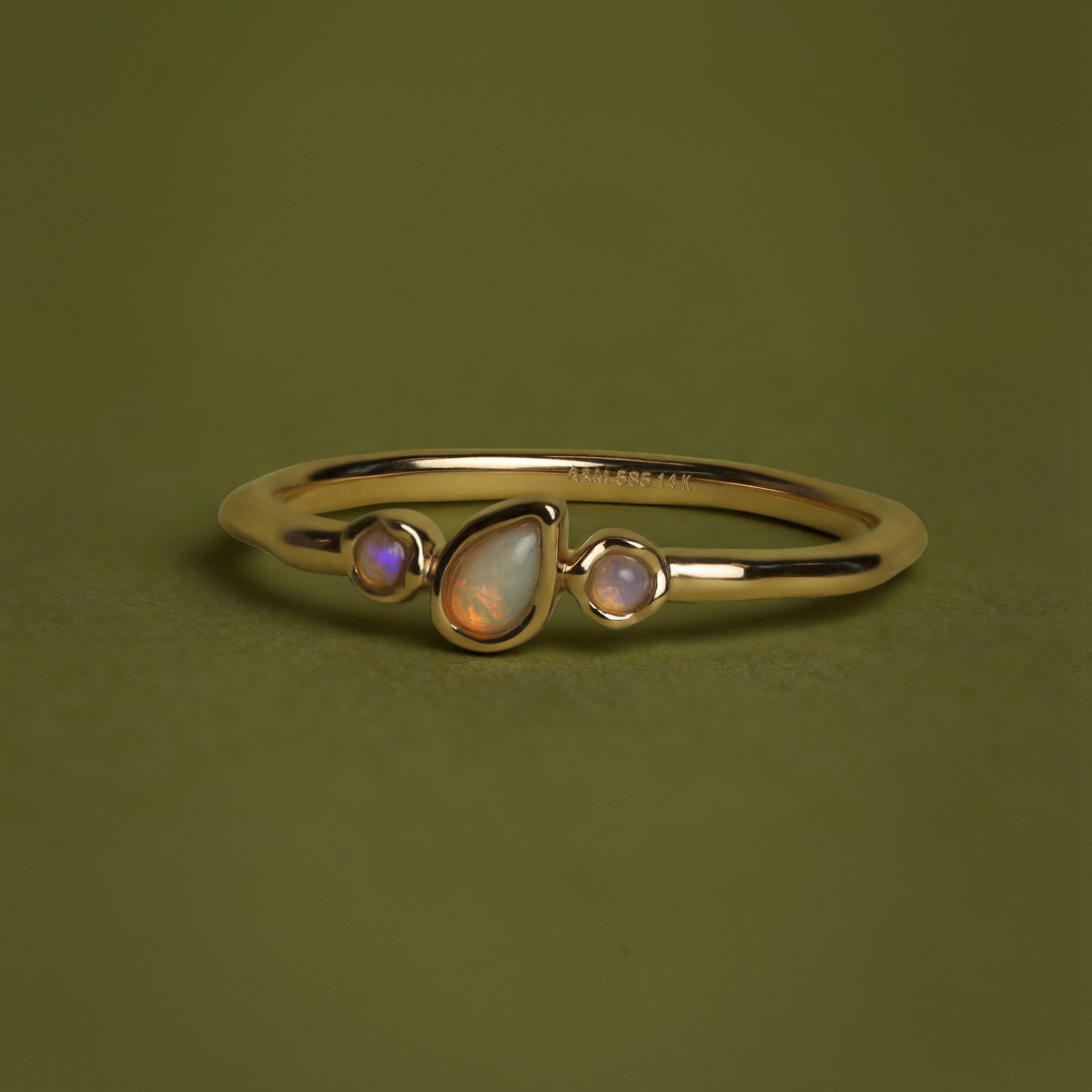 Molten Opal Cluster Ring in Solid Gold