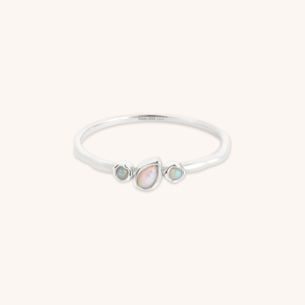 Molten Opal Cluster Ring in Solid White Gold
