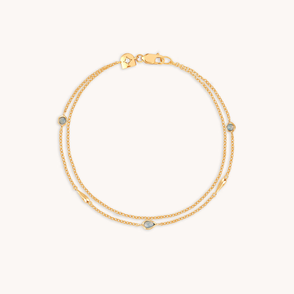 Opal Charm Double Bracelet in Gold