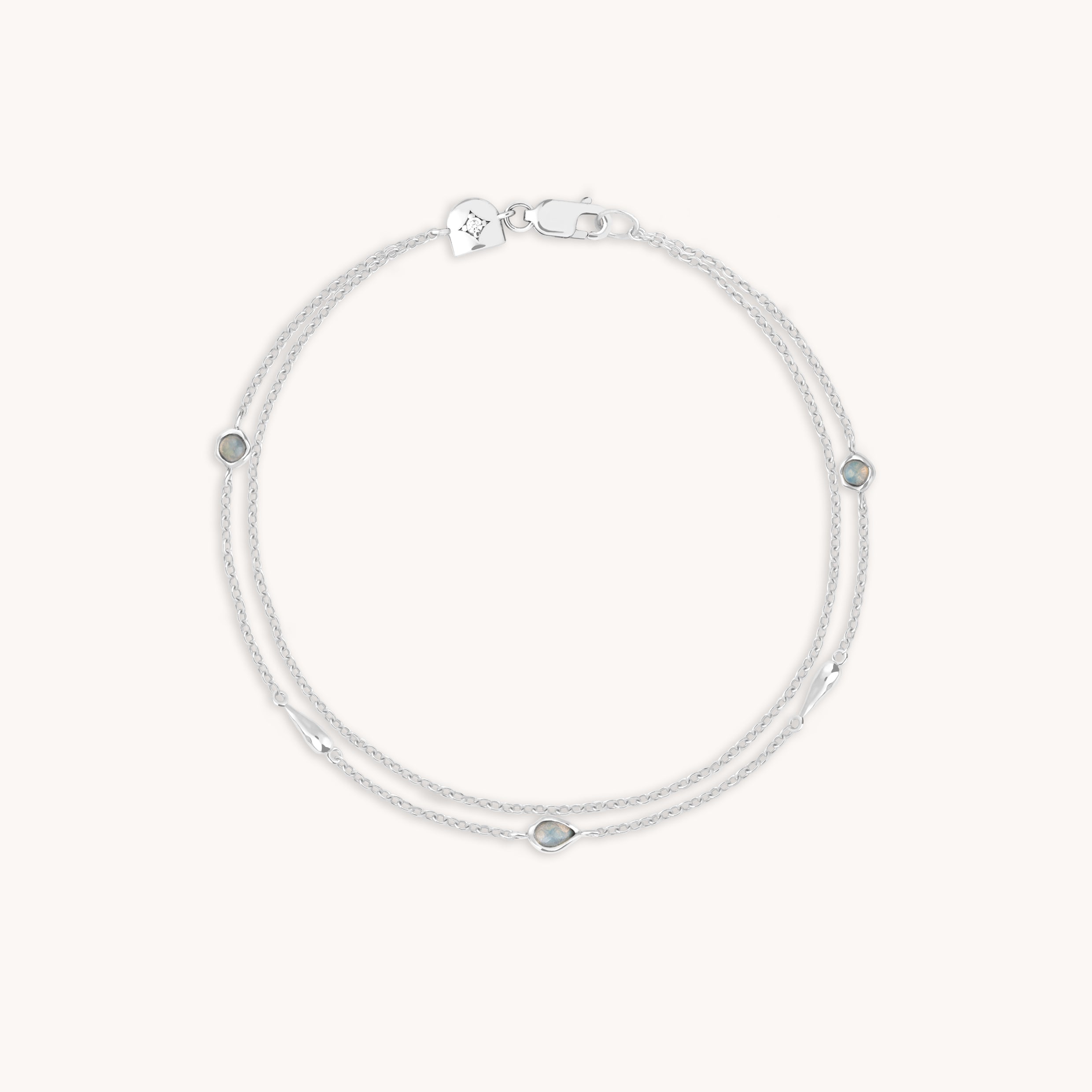 Opal Charm Double Bracelet in Silver