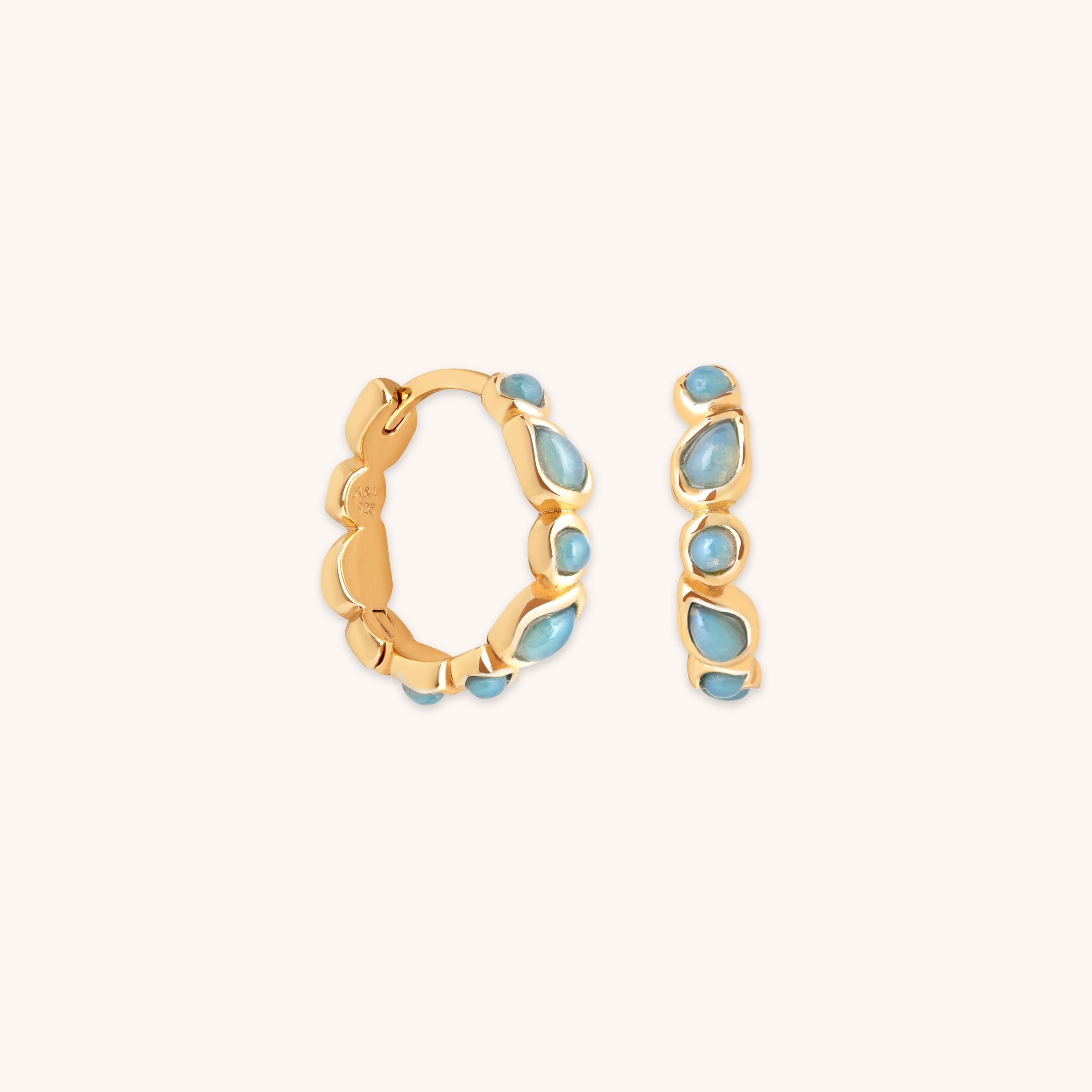 Opal Pear Bezel Hoops in Gold