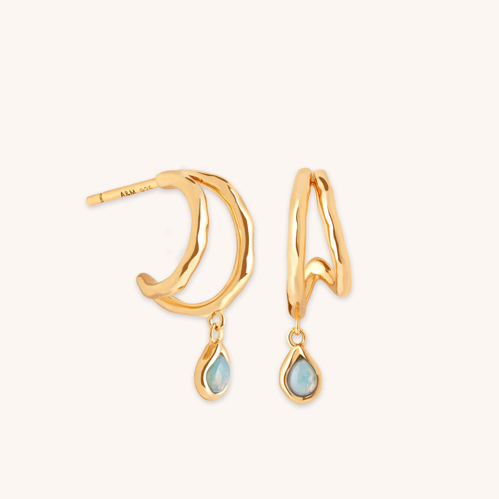 Illusion Opal Charm Huggies in Gold