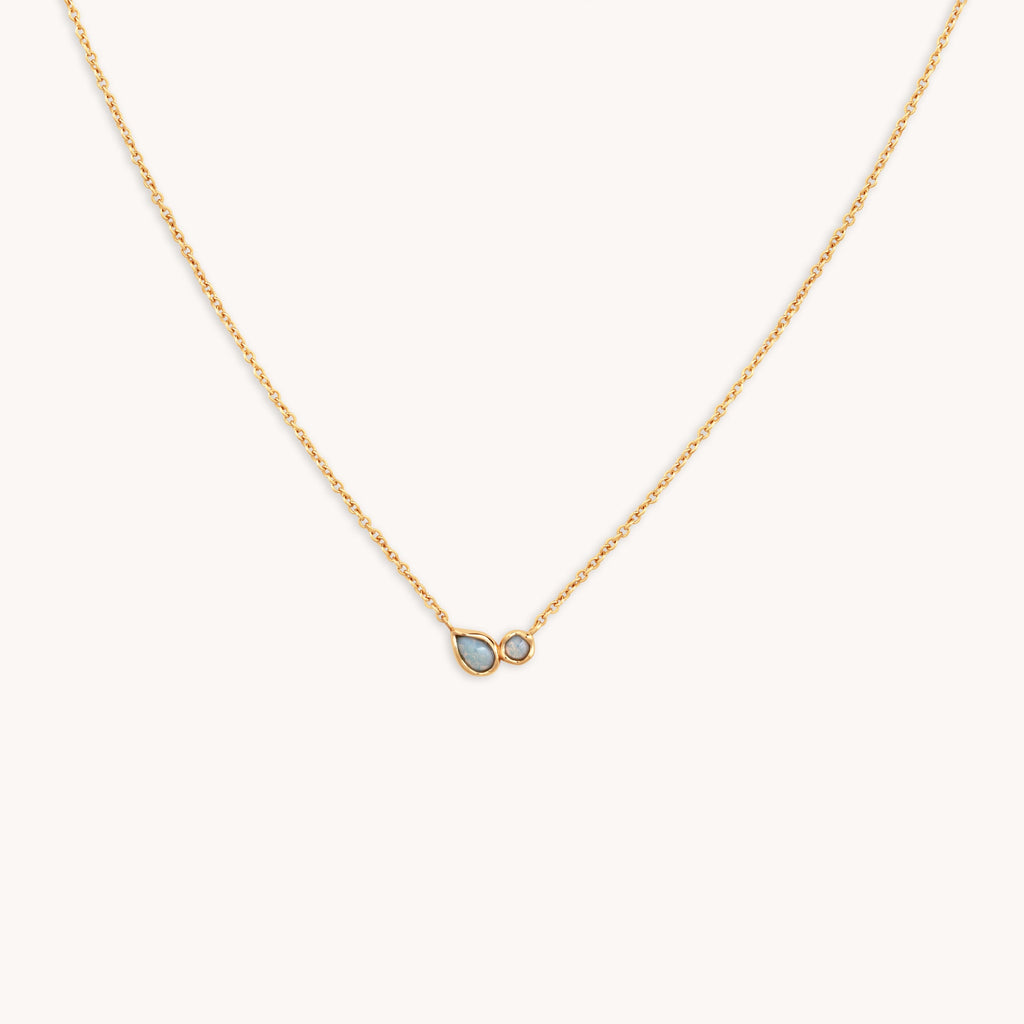 Opal Bezel Pendant Necklace in Gold