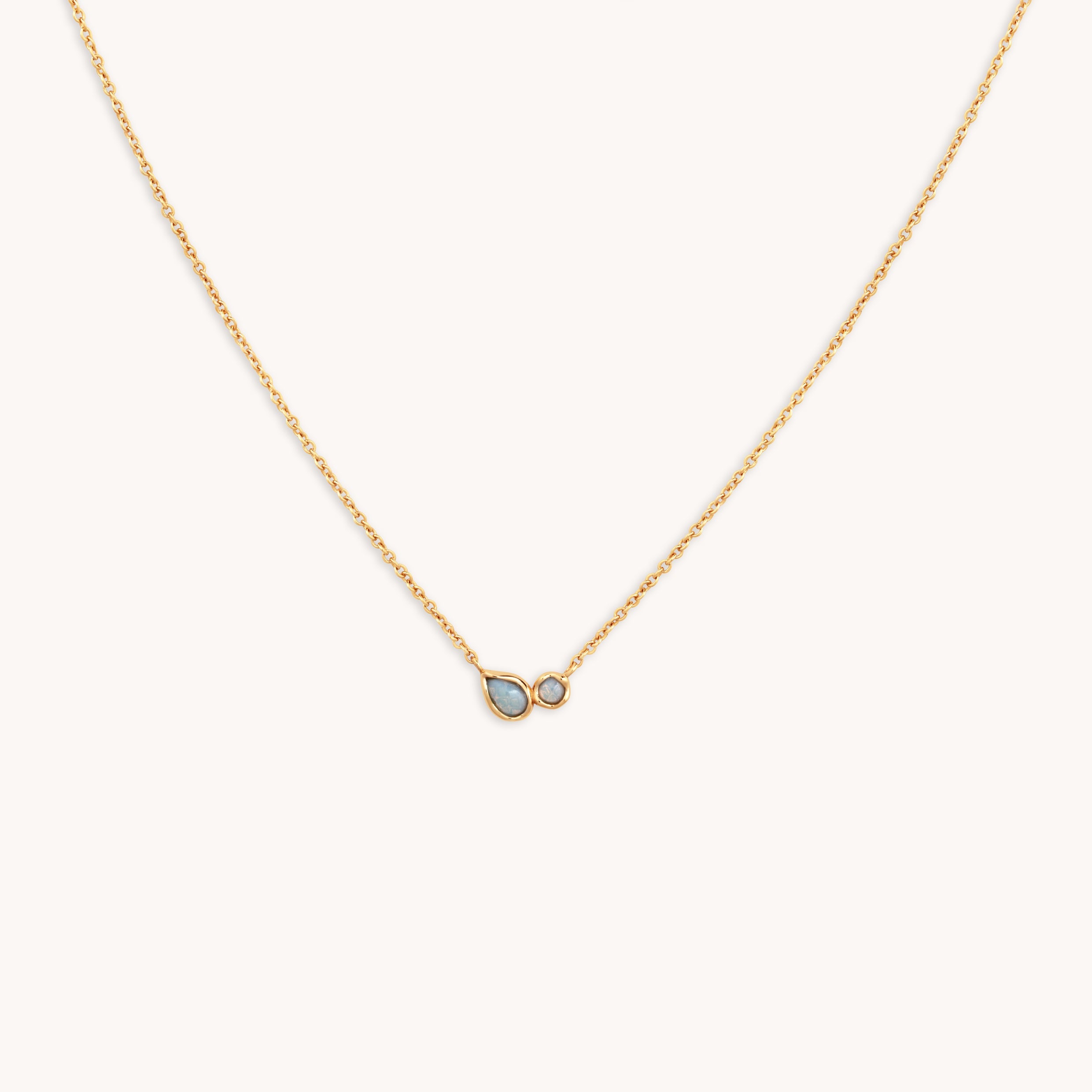 Opal Bezel Pendant Necklace in Gold