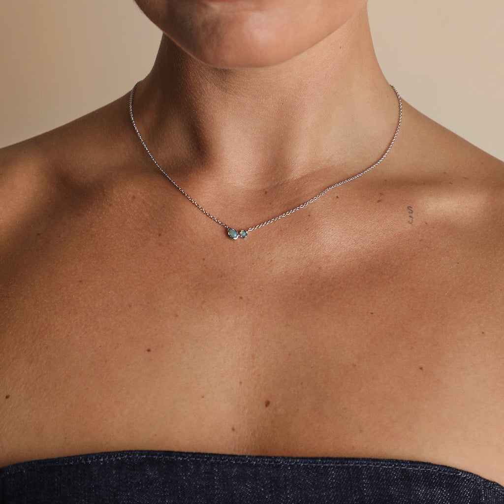 Opal Bezel Pendant Necklace in Silver