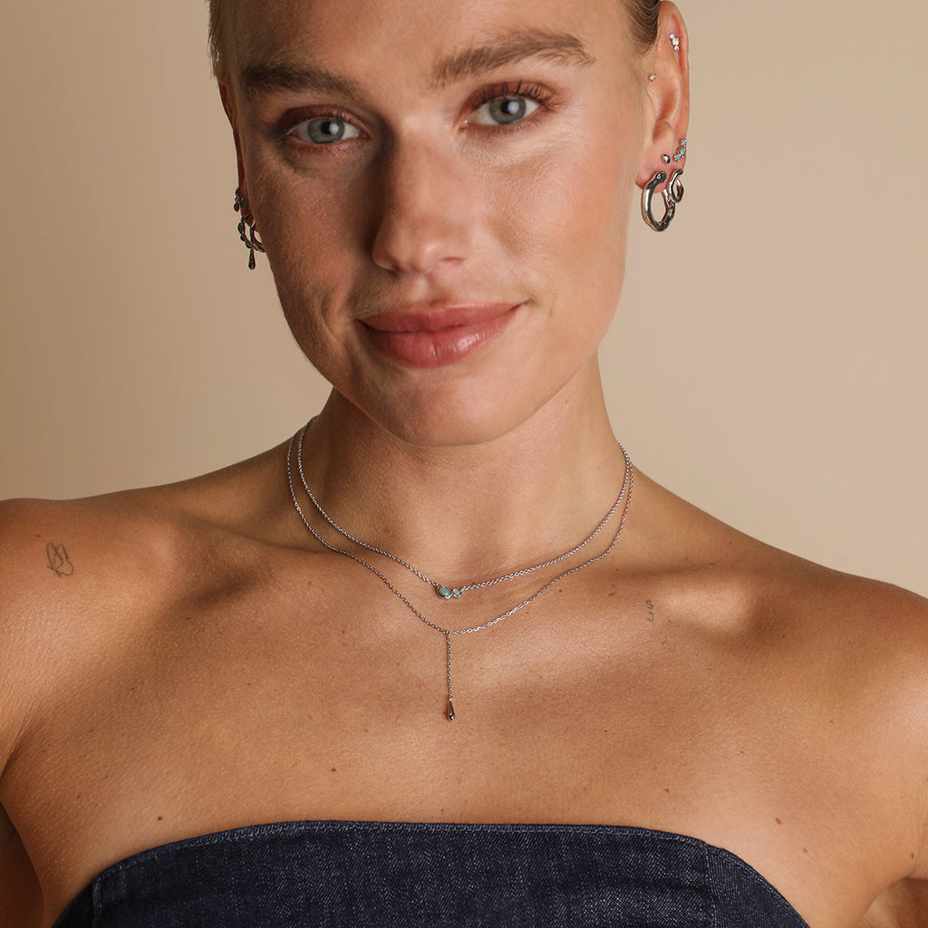 Opal Bezel Pendant Necklace in Silver