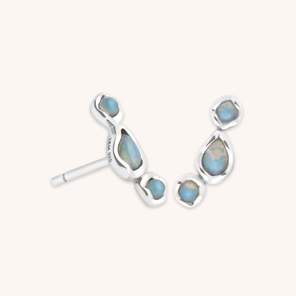 Opal Climber Studs in Silver