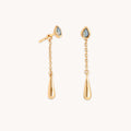 Opal Charm Drop Studs in Gold