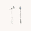 Opal Charm Drop Studs in Silver