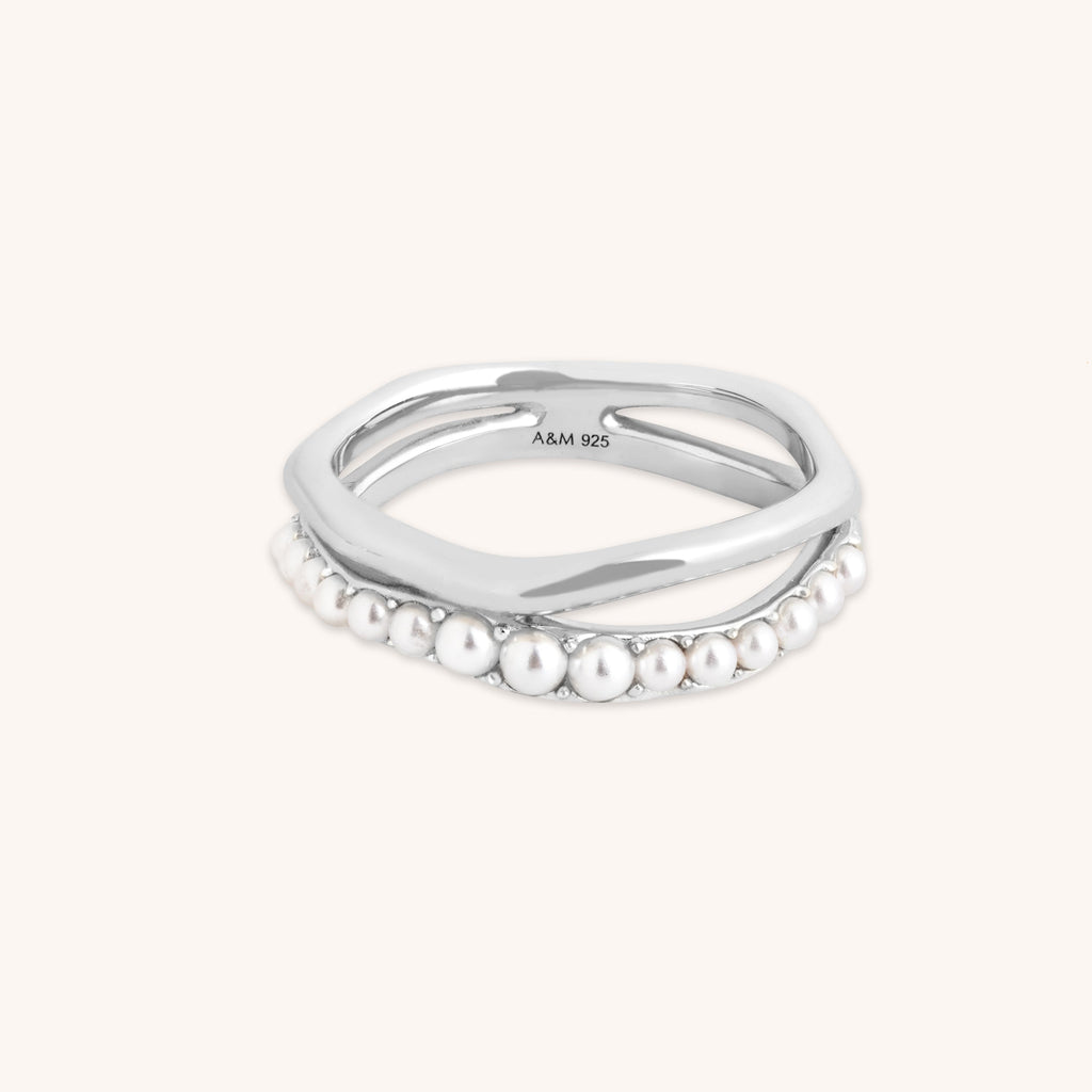 Molten Illusion Pearl Ring in Silver
