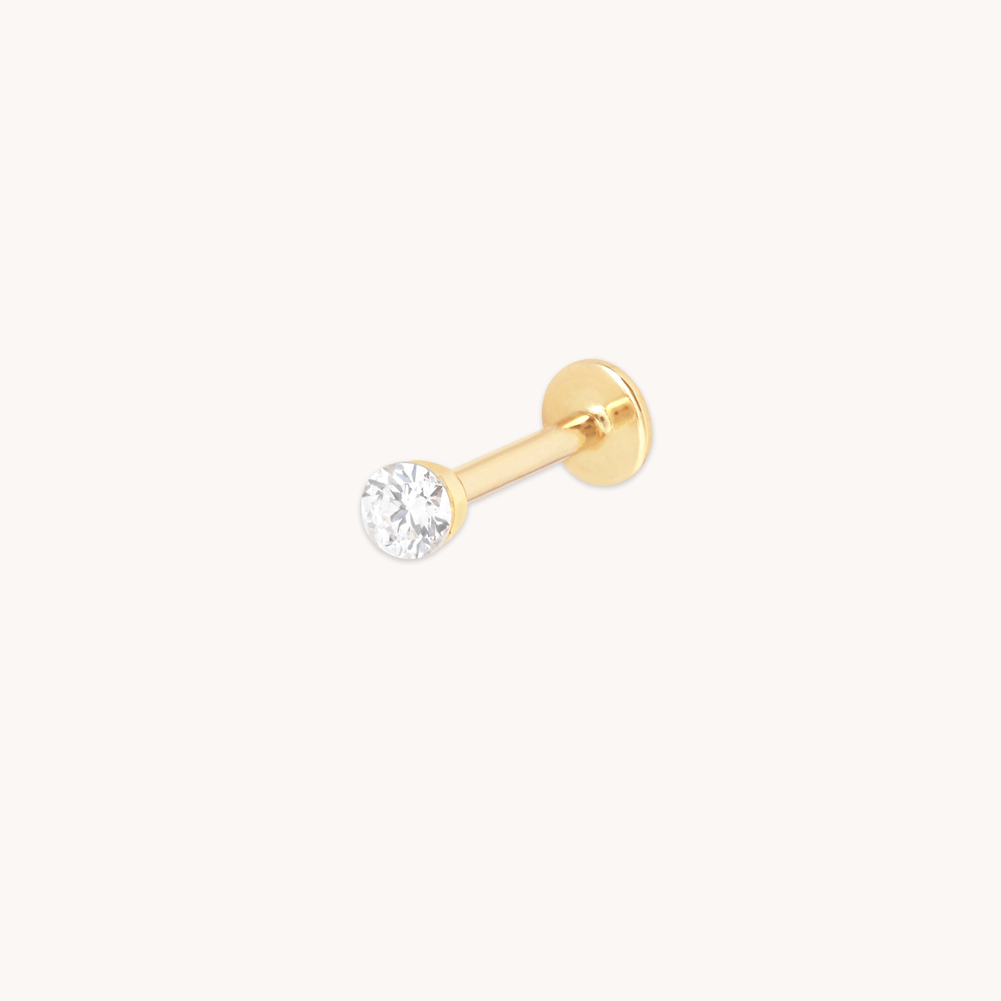 Floating Diamond Large Piercing Stud in Solid Gold