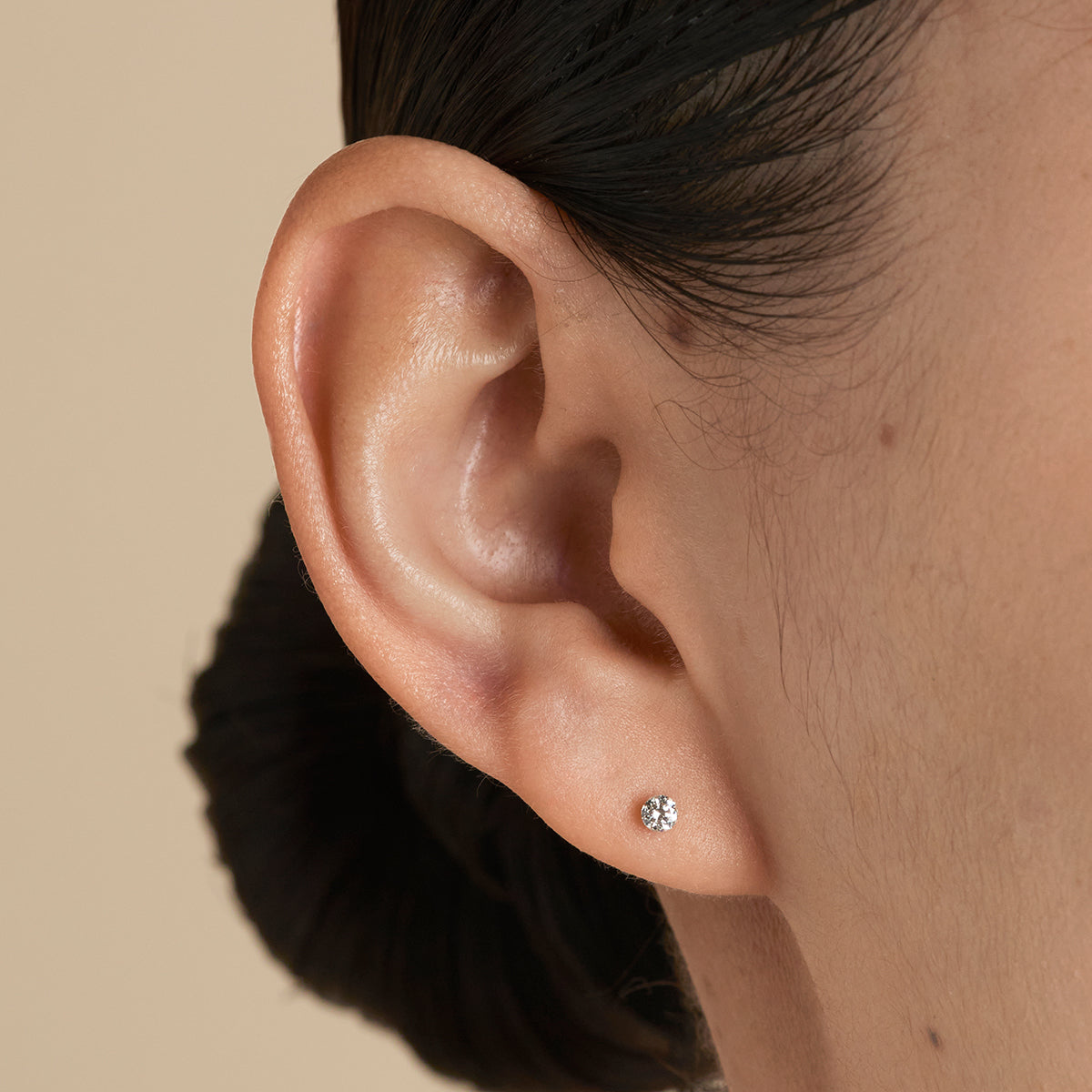 Floating Diamond Large Piercing Stud in Solid Gold