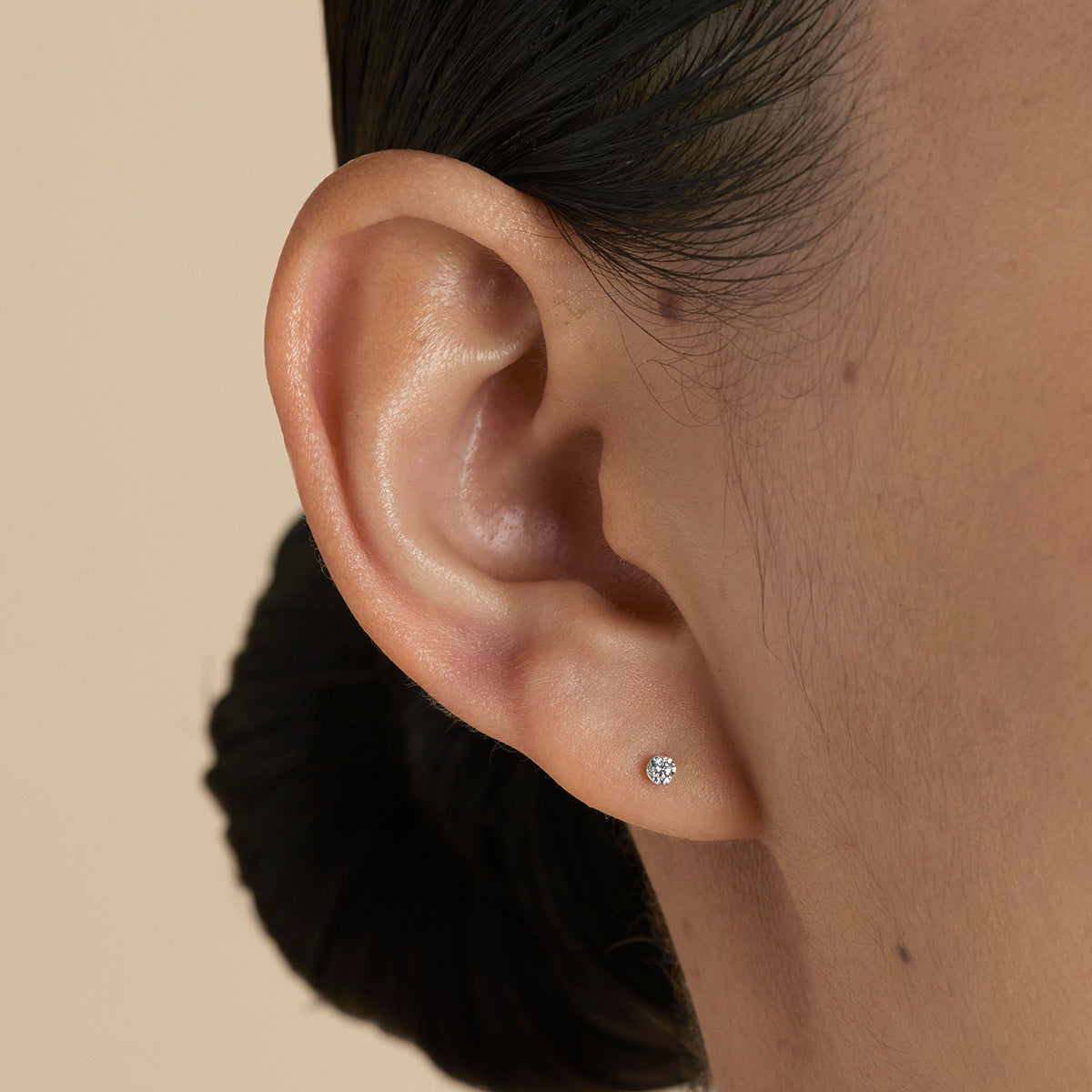 Floating Diamond Medium Piercing Stud in Solid Gold