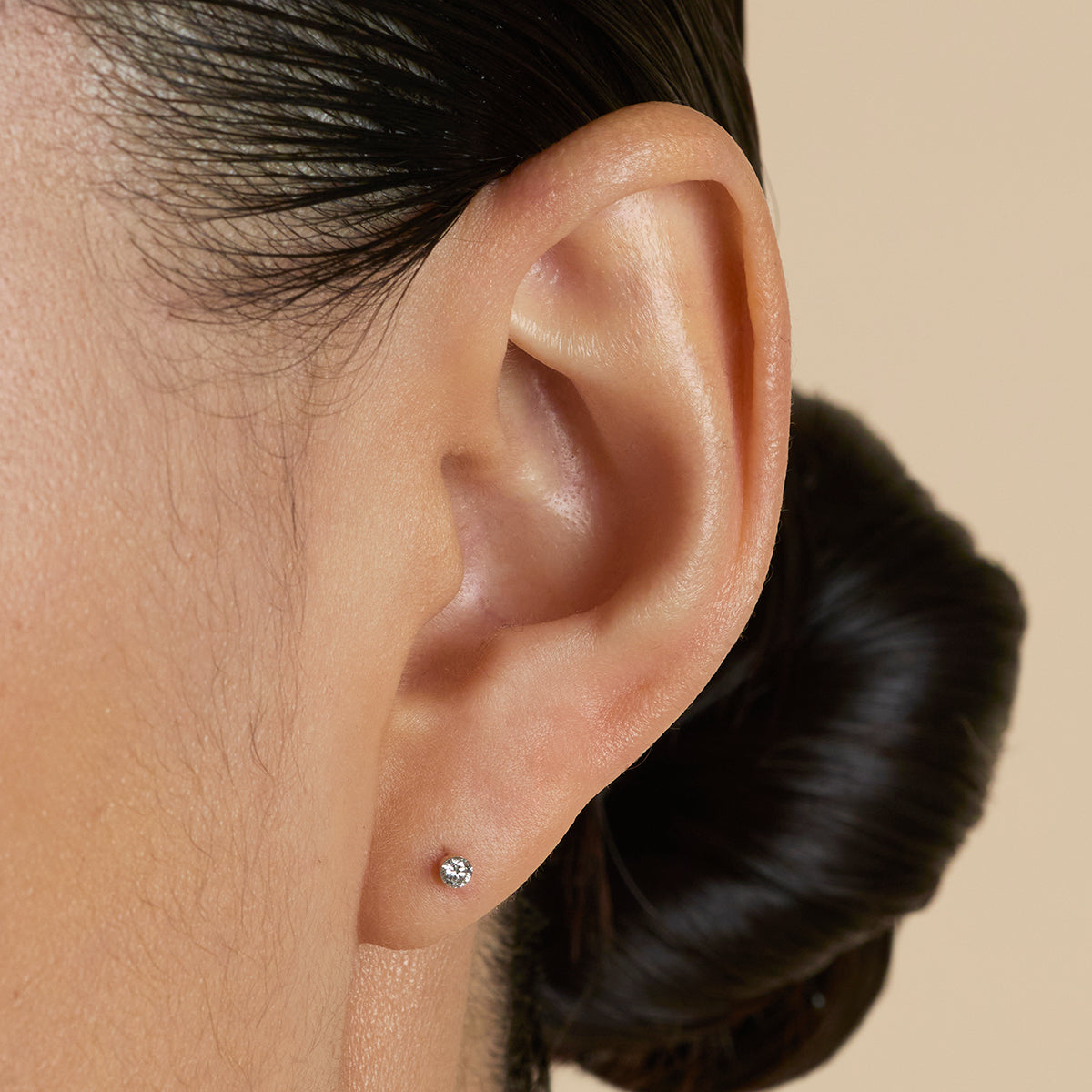 Floating Diamond Small Piercing Stud in Solid White Gold