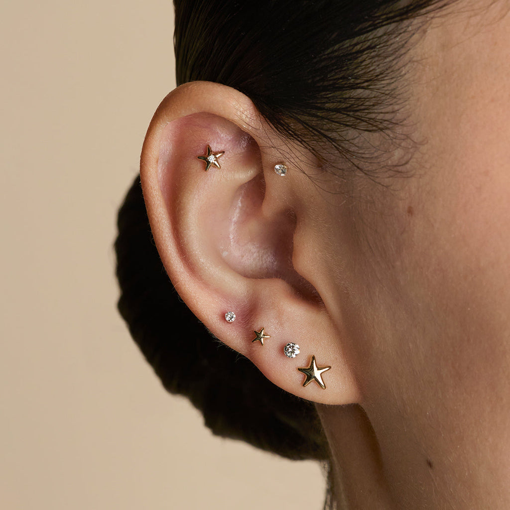 Star Large Piercing Stud in Solid Gold