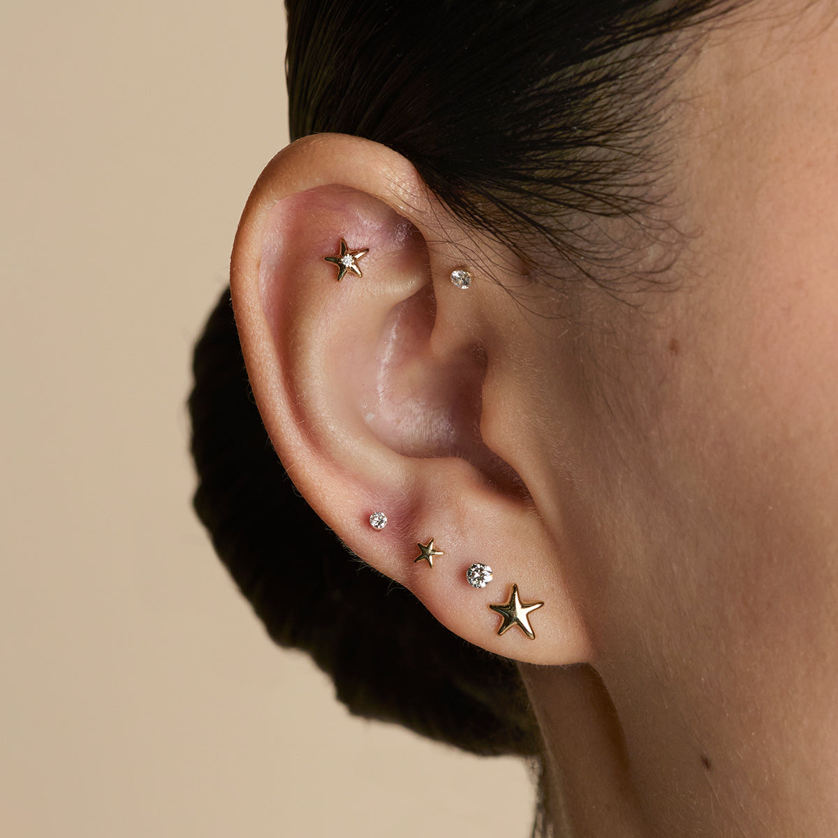 Star Large Piercing Stud in Solid Gold