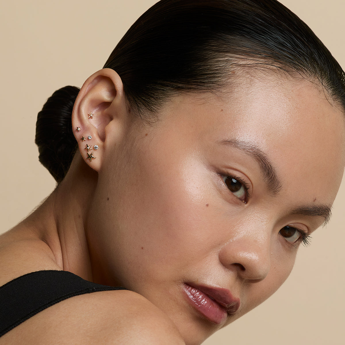Star Large Piercing Stud in Solid Gold