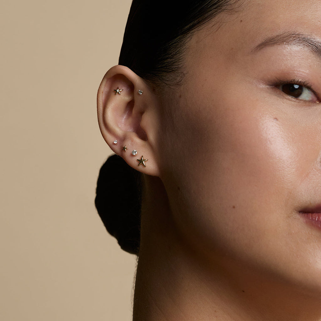 Star Large Piercing Stud in Solid Gold