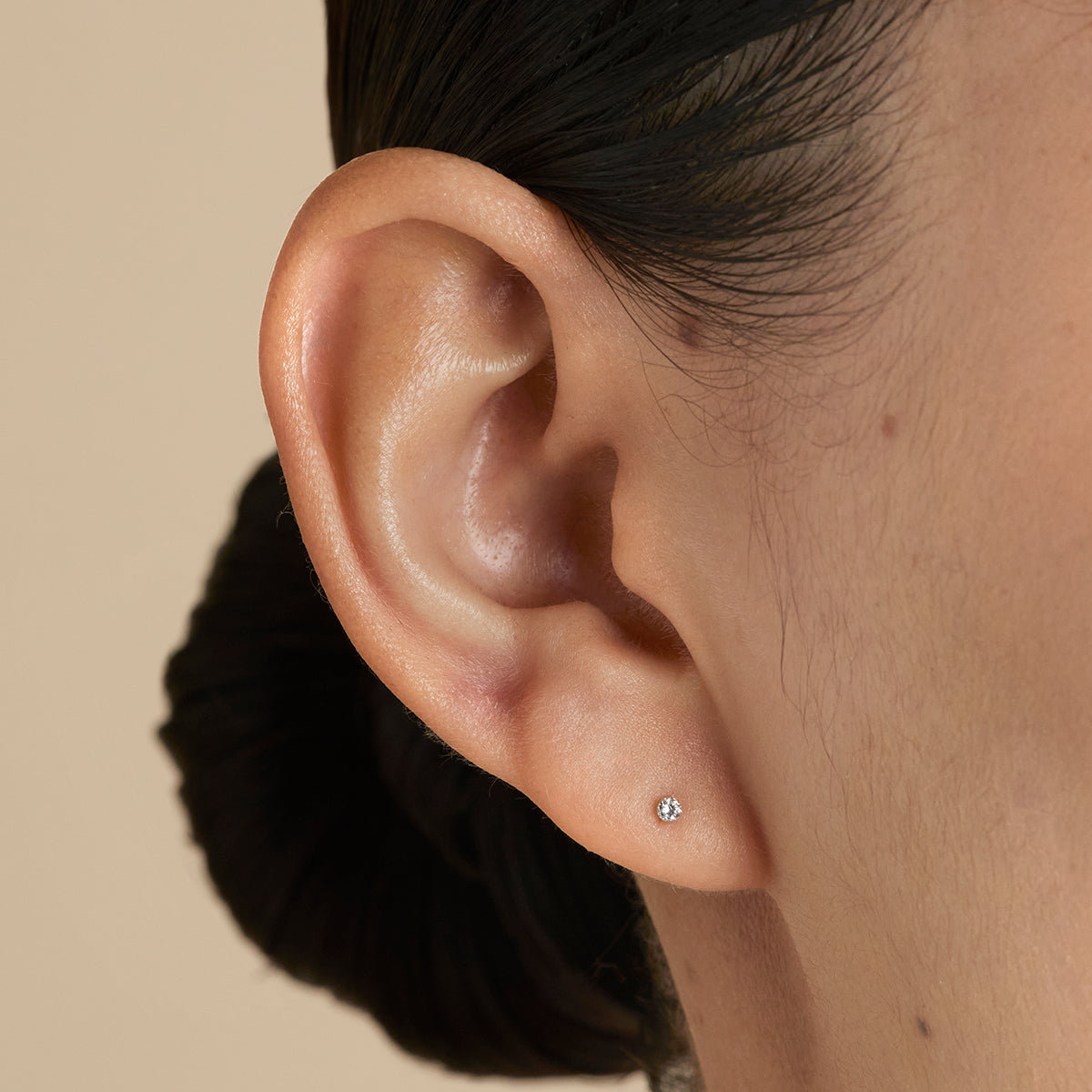 Floating Diamond Small Piercing Stud in Solid Gold