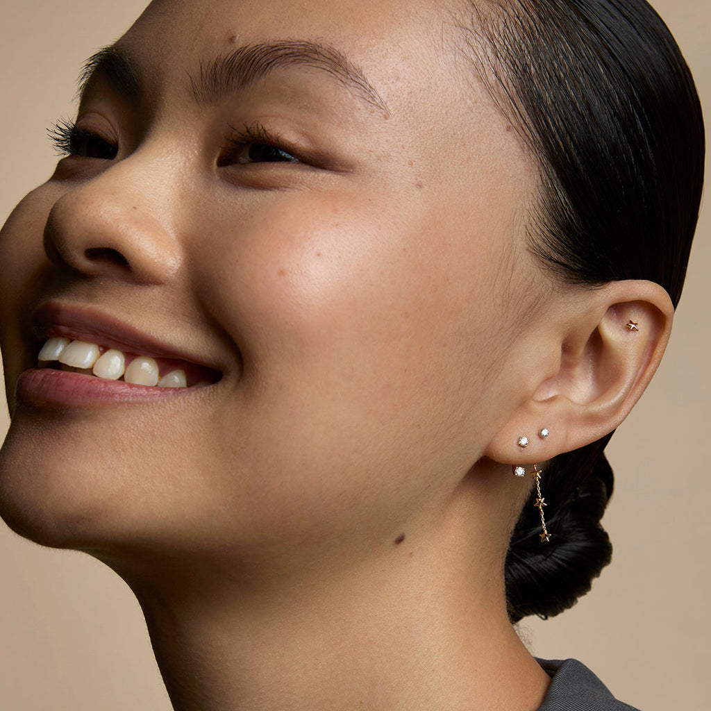 Star Small Piercing Stud in Solid Gold