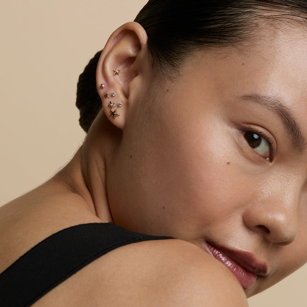 Star Small Piercing Stud in Solid Gold