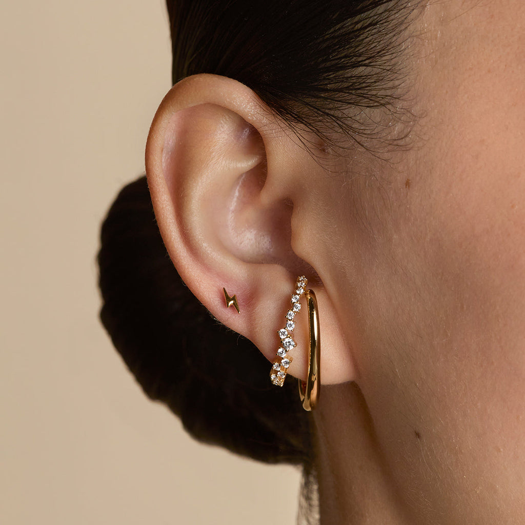Lightning Bolt Titanium Piercing Stud in Gold