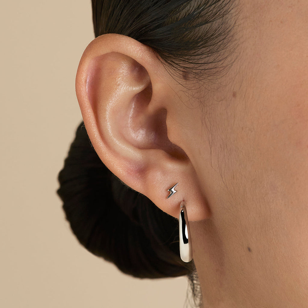 Lightning Bolt Titanium Piercing Stud in Platinum