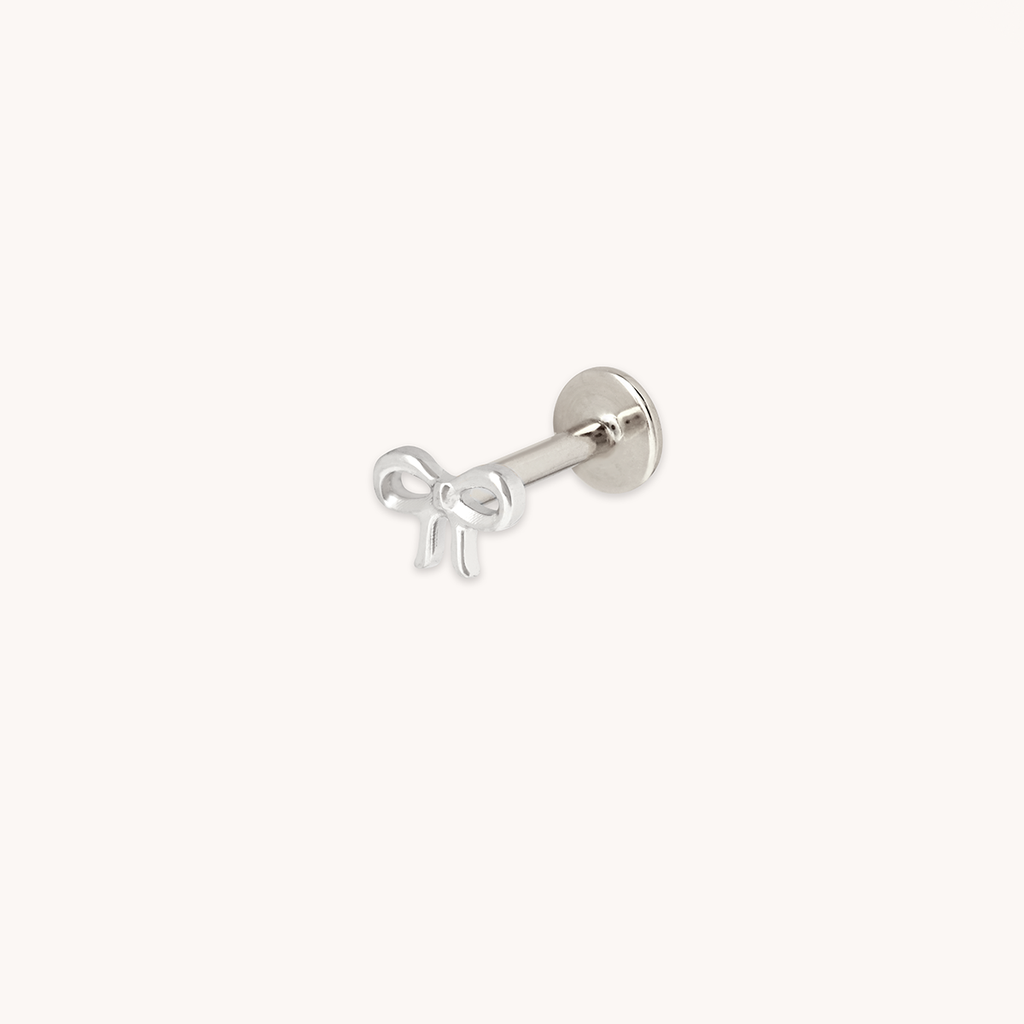 Bow Titanium Piercing Stud in Platinum