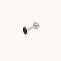 Black Crystal Marquise Titanium Piercing Stud in Platinum