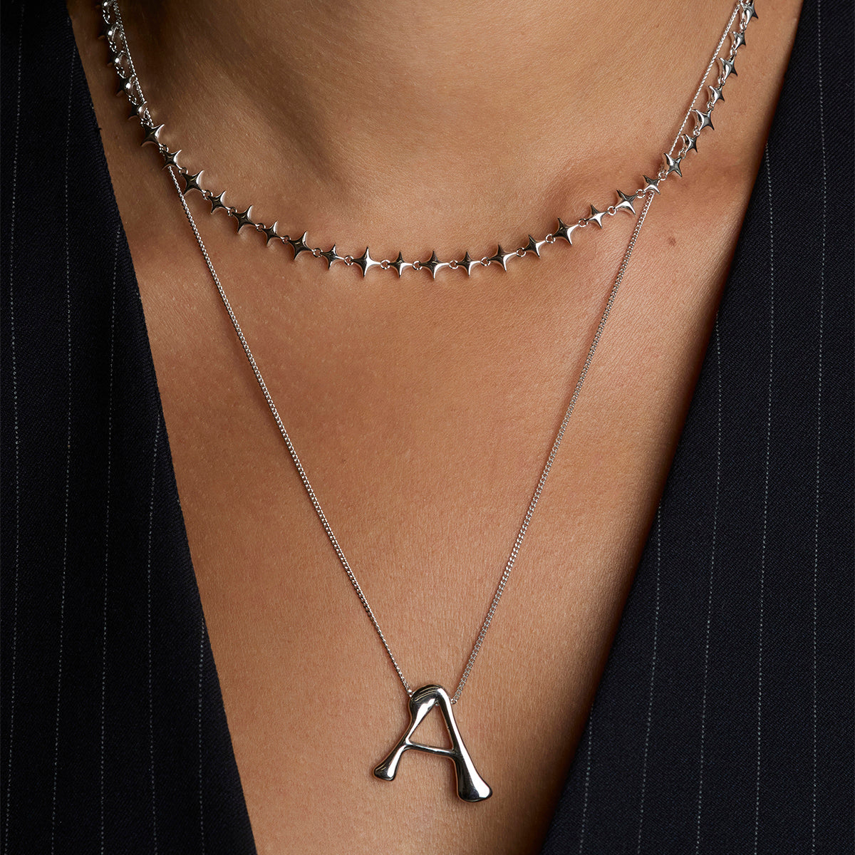 Cosmic Star Chain Necklace in Silver