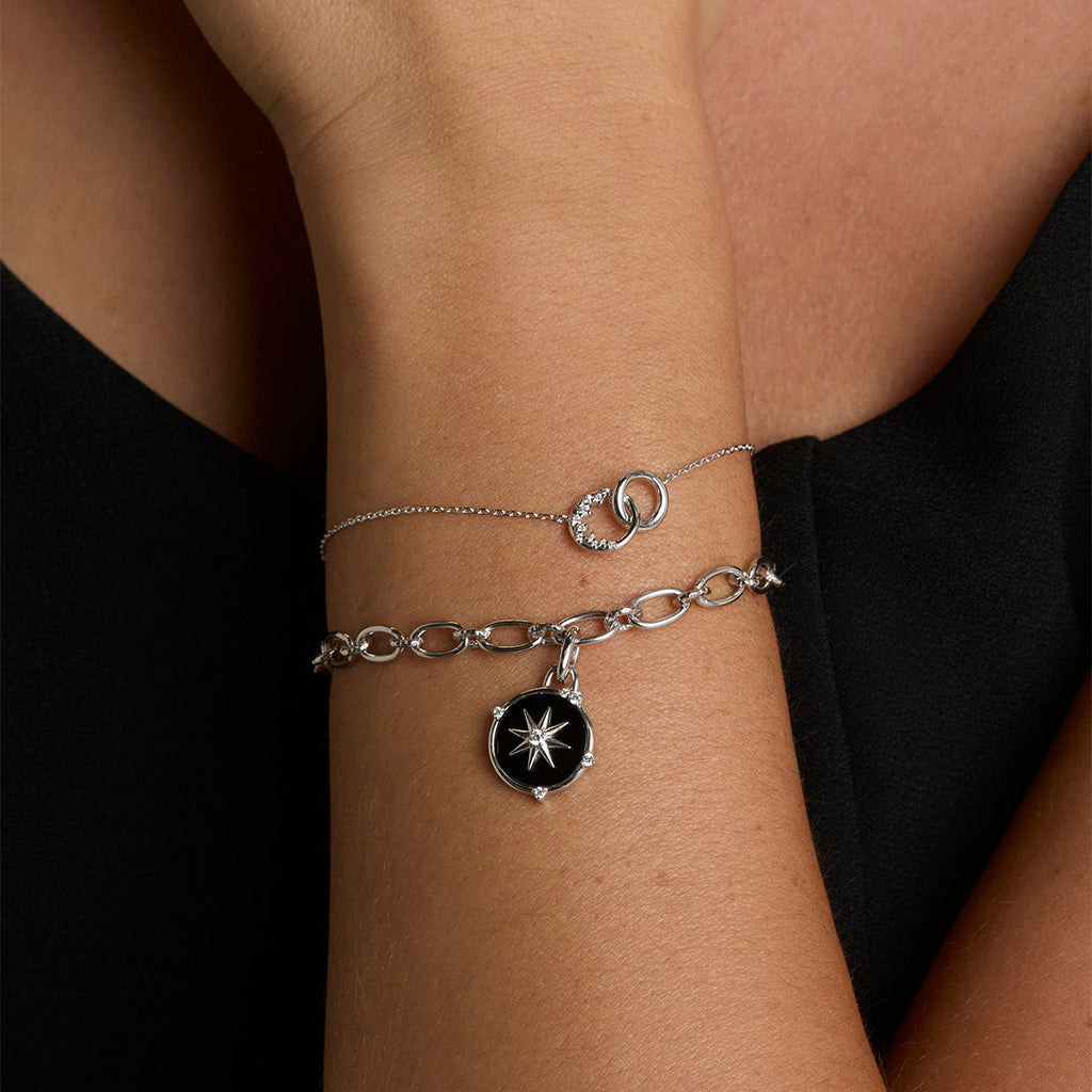 Orbit Crystal Pendant Bracelet in Silver