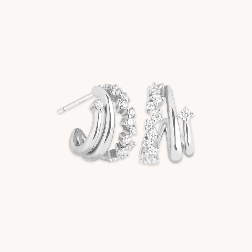 Illusion Spiral Huggies in Silver