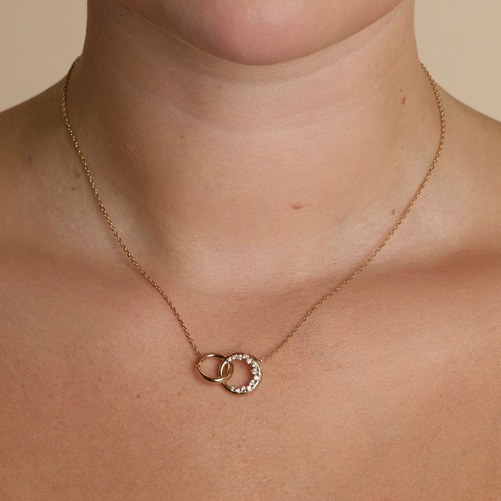 Orbit Crystal Pendant Necklace in Gold