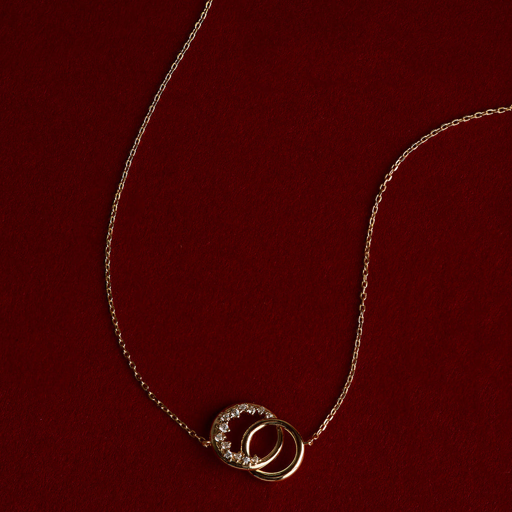 Orbit Crystal Pendant Necklace in Gold