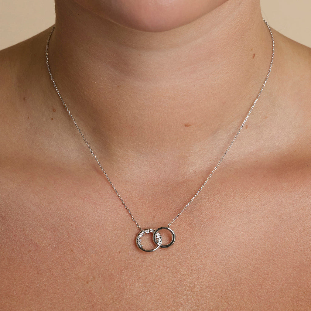 Orbit Crystal Pendant Necklace in Silver