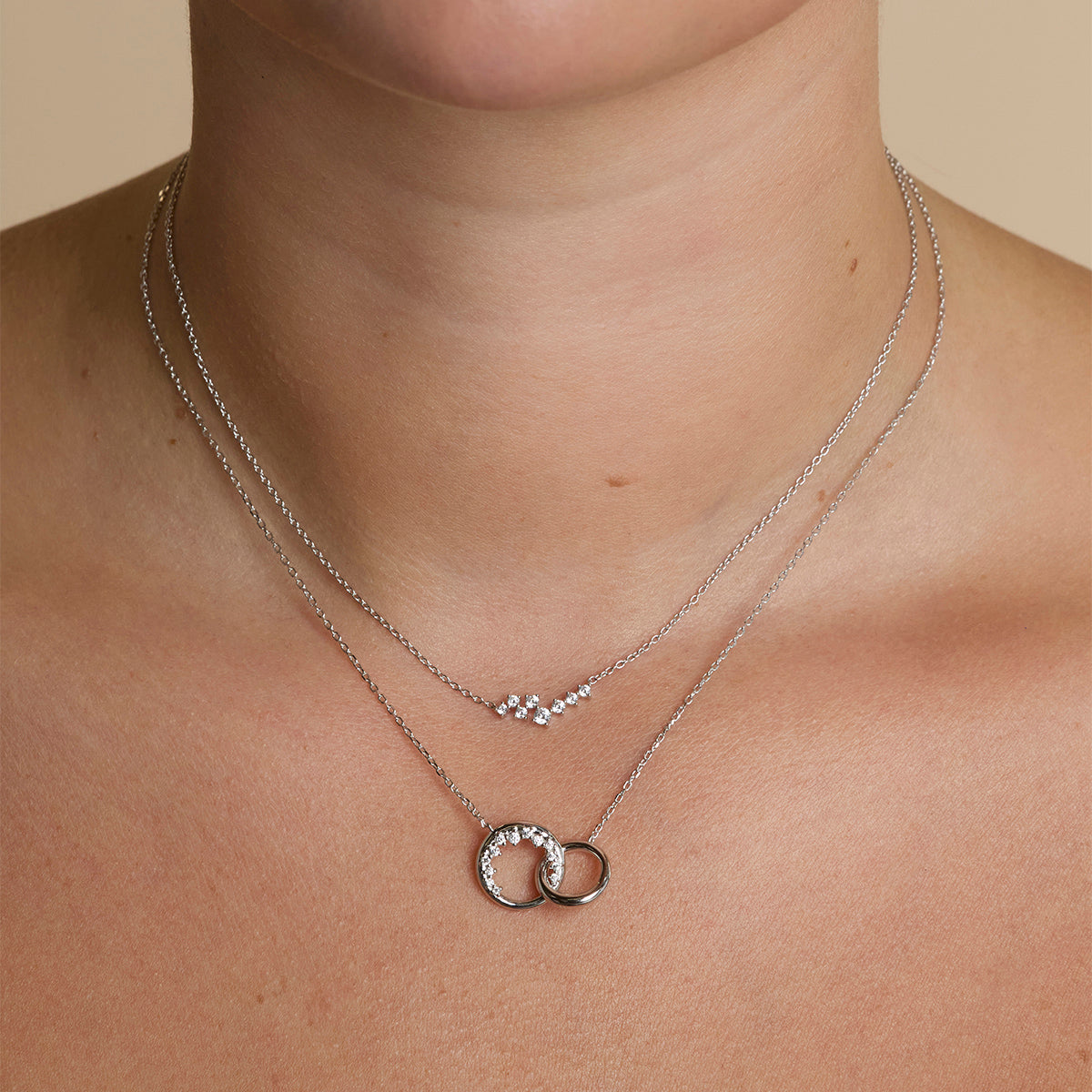 Orbit Crystal Pendant Necklace in Silver