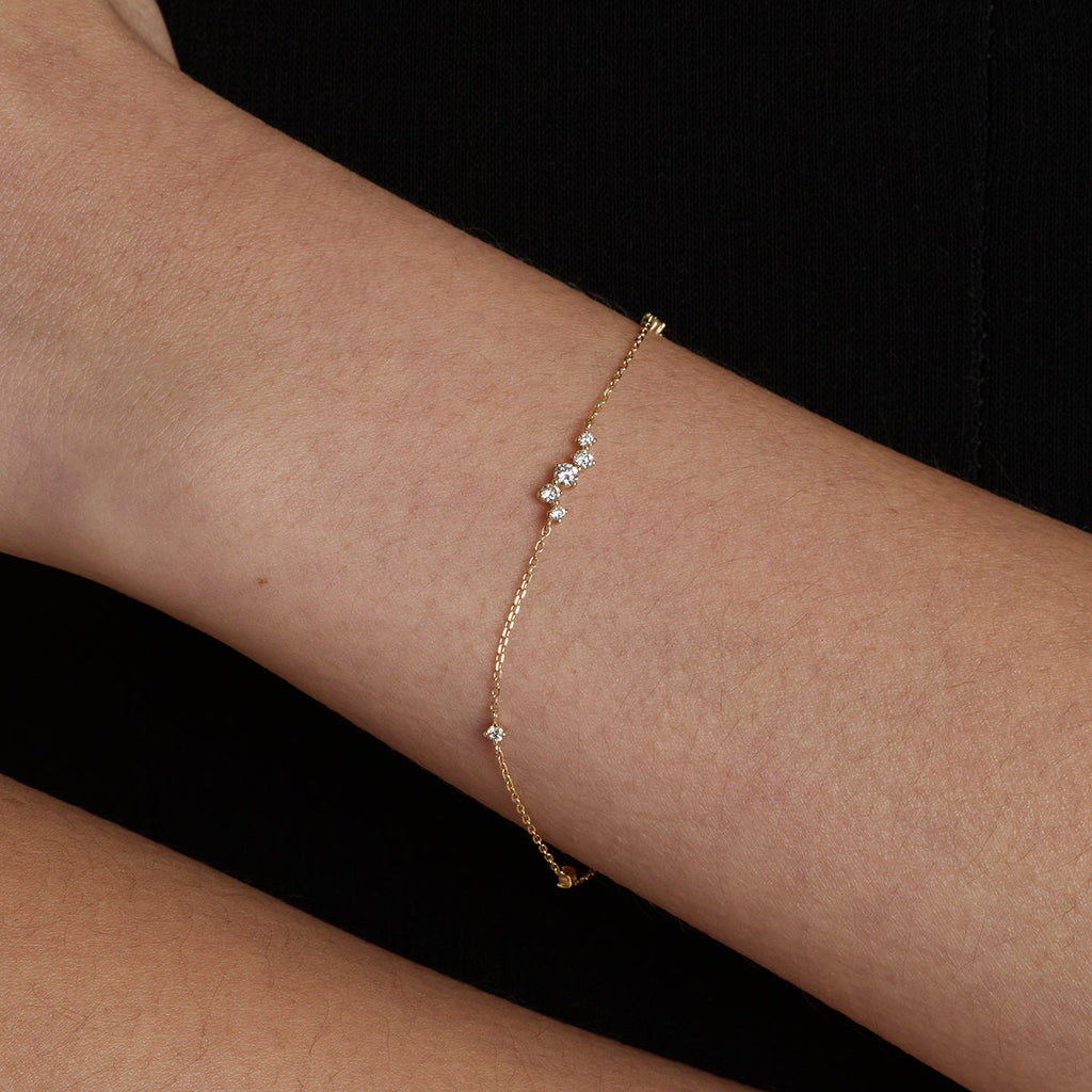 Diamond Cluster Bracelet in Solid Gold