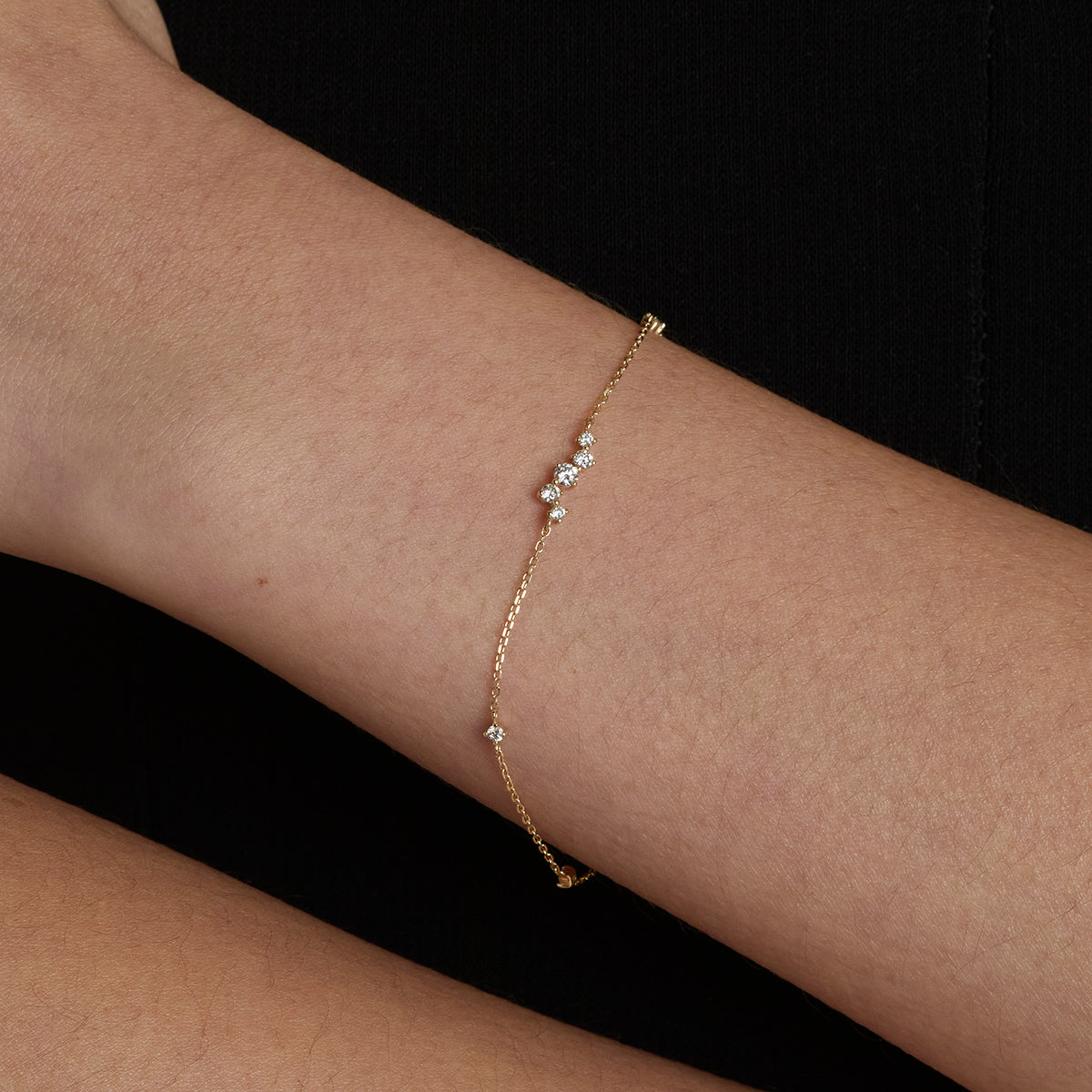 Diamond Cluster Bracelet in Solid Gold