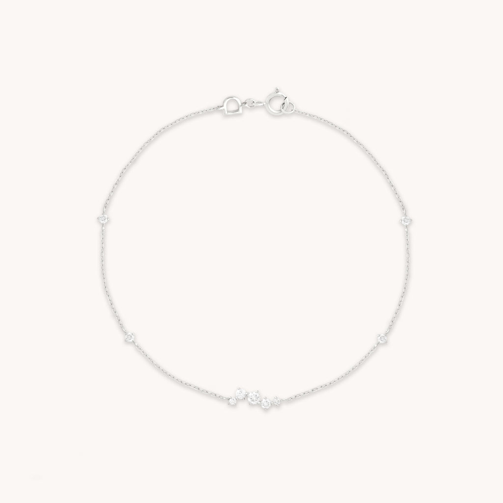 Diamond Cluster Bracelet in Solid White Gold
