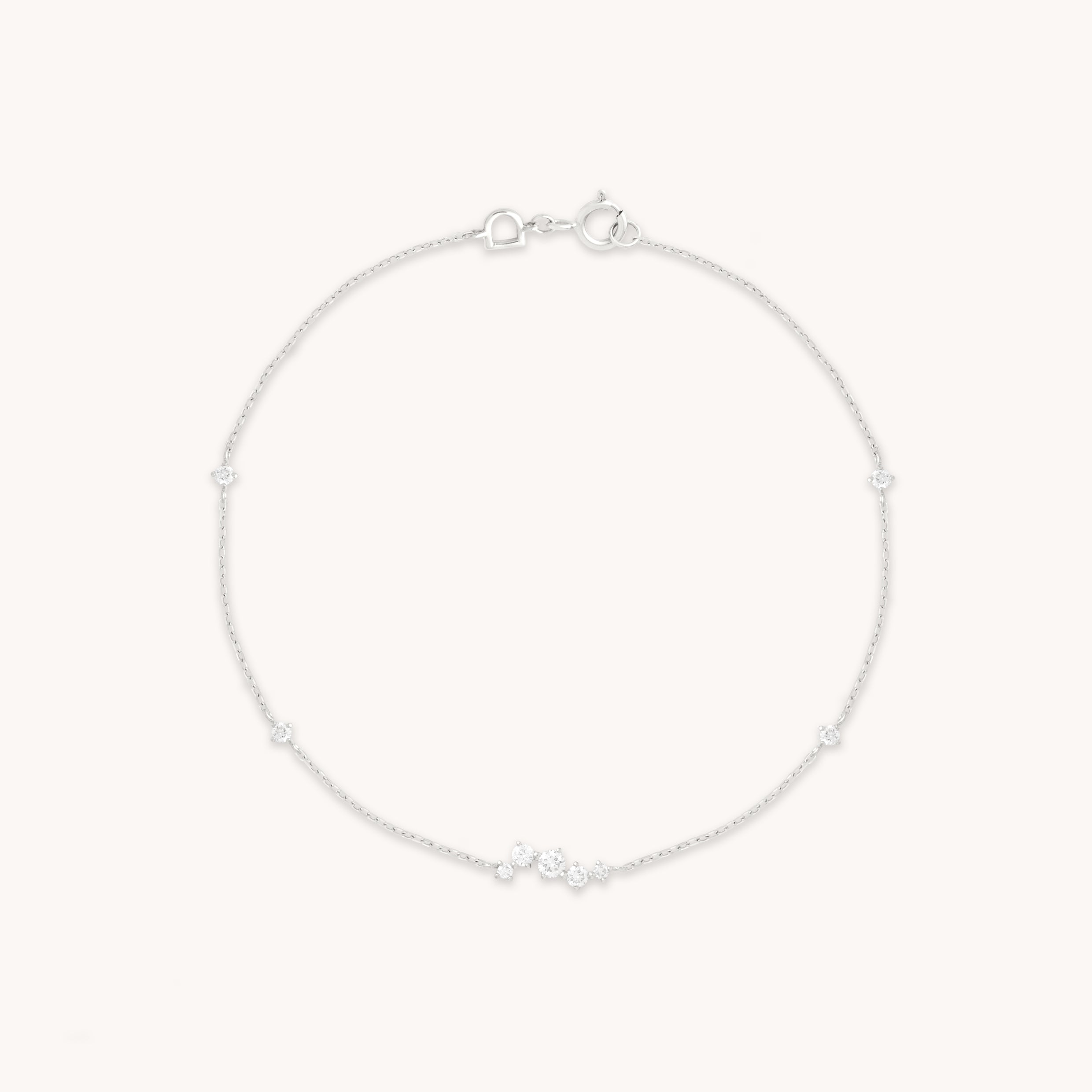 Diamond Cluster Bracelet in Solid White Gold
