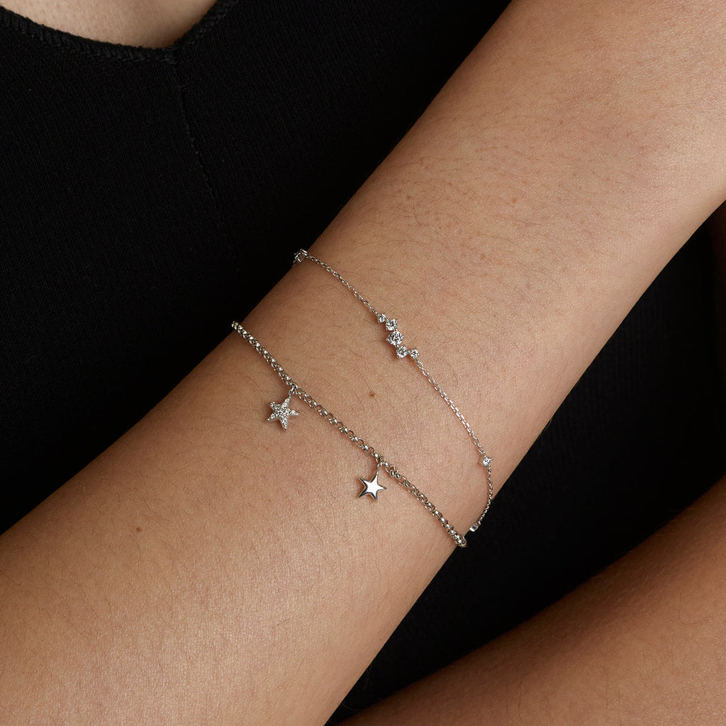 Diamond Cluster Bracelet in Solid White Gold