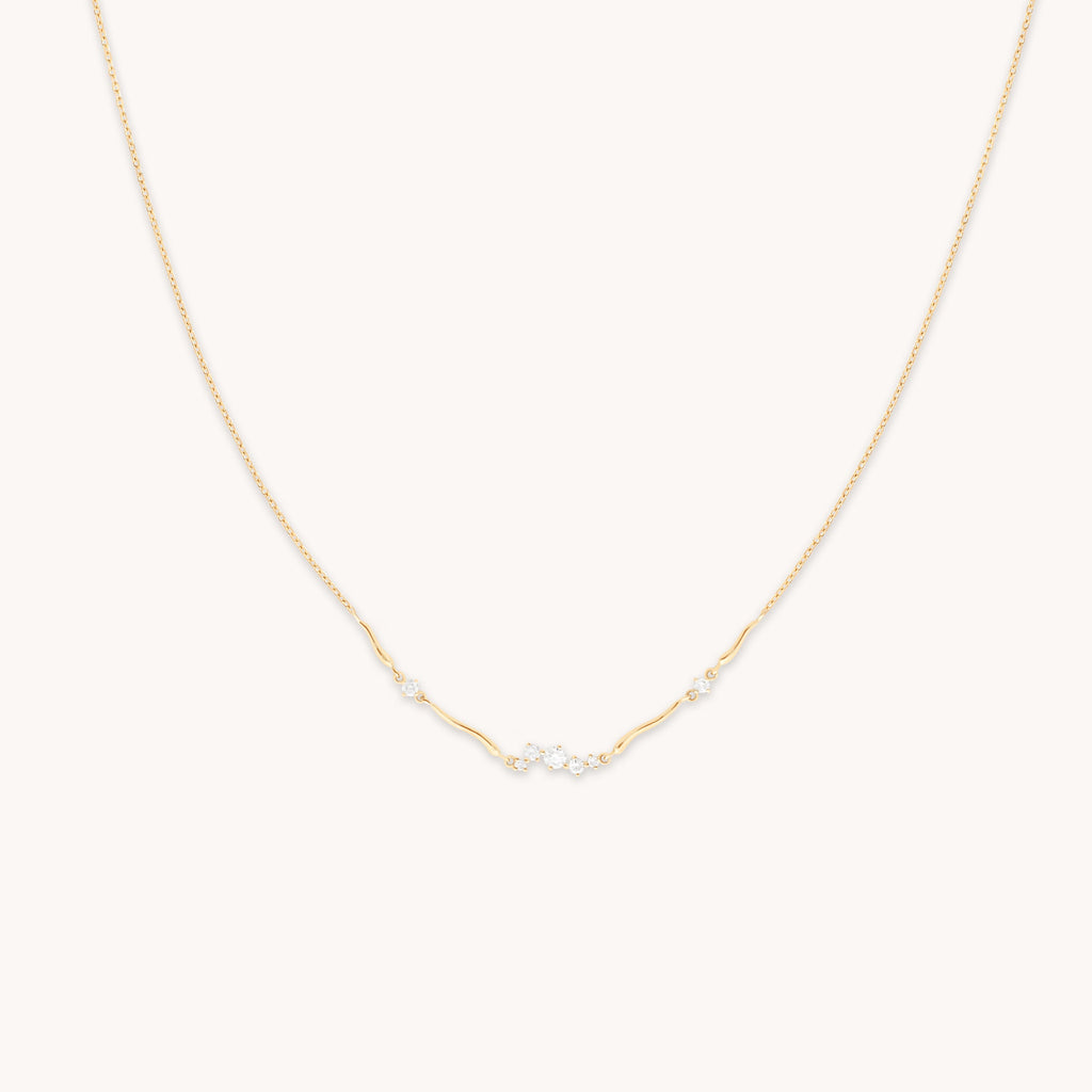 Diamond Cluster Molten Necklace in Solid Gold