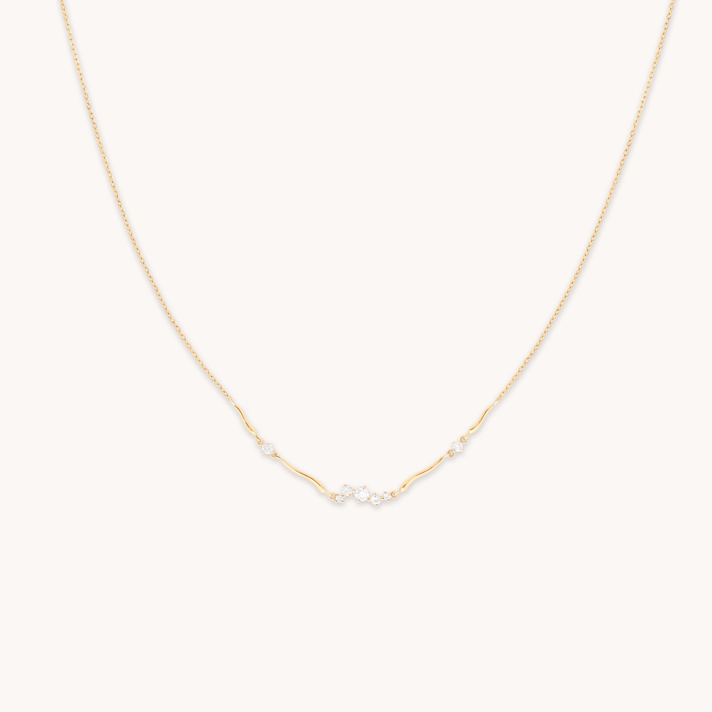Diamond Cluster Molten Necklace in Solid Gold