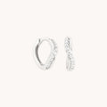 Diamond Wave Huggies in Solid White Gold