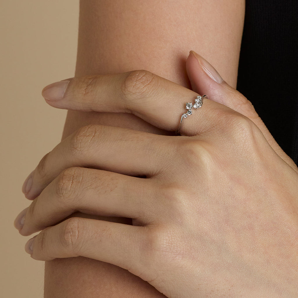 Diamond Cluster Ring in Solid White Gold